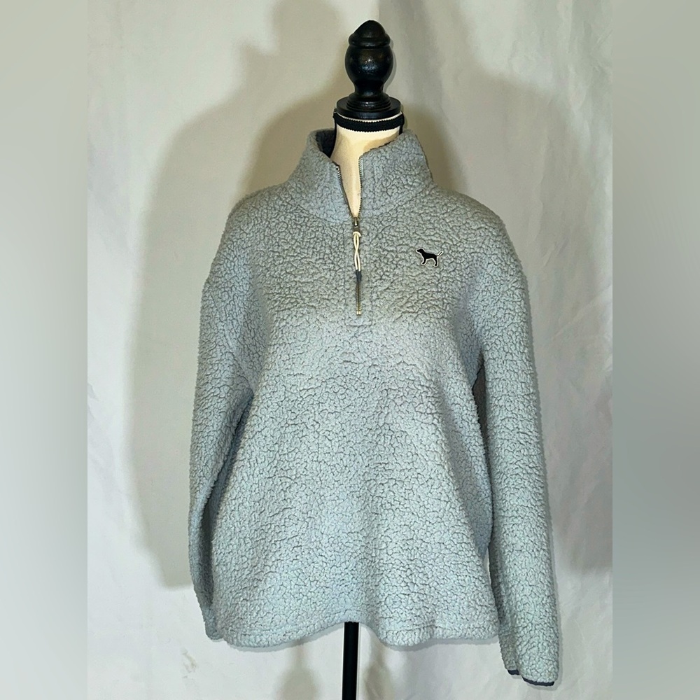 PINK Victoria's Secret Sherpa 1/4 Zip Pull Over Long Sleeve Size Sm